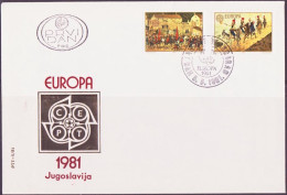 Europa CEPT 1981 Yougoslavie - Jugoslawien - Yugoslavia FDC1 Y&T N°1769 à 1770 - Michel N°1883 à 1884 - 1981