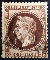 FRANCE                           N° 30                    OBLITERE          Cote : 25 € - 1863-1870 Napoléon III Lauré