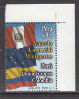 2014 Peru Accords With EU Flags European Union Complete Set Of 1  MNH - Perú