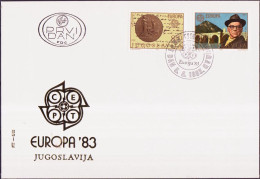 Europa CEPT 1983 Yougoslavie - Jugoslawien - Yugoslavia FDC Y&T N°1866 à 1867 - Michel N°1984 à 1985 - 1983