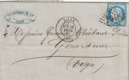 Lettre De Lille à Gérardmer LAC - 1849-1876: Periodo Clásico