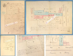 ● Acte 1858 Avec Plan Coloré HAQUETTE Architecte Géomètre Paris PASSY Rue De L'Assomption - Thorel Chame Pézé Cf Photos - Documents Historiques