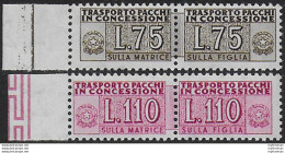 1955 Italia Pacchi In Concessione Stelle II Type Bf Mc MNH Sassone N. 9/I+12/I - 1946-60: Nieuw/plakker