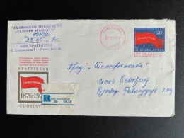 JUGOSLAVIJA YUGOSLAVIA 1977 REGISTERED LETTER KRAGUJEVAC TO BELGRADE BEOGRAD 23-05-1977 - Cartas & Documentos