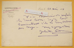 ● Juliette ADAM 1888 La Nouvelle Revue écrivaine Féministe - Née à Verberie (Oise) - L.A.S Billet Lettre Décédée Callian - Schriftsteller