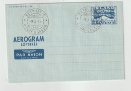 Iceland Islande 1949 - Aerogram Cancelled First Day - FDC