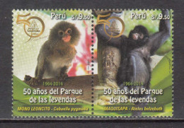 2014 Peru Leyendas Zoo Monkeys Primates Complete Pair  MNH - Pérou