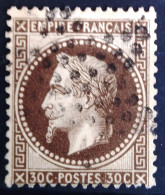 FRANCE                           N° 30b                   OBLITERE                Cote : 70 € - 1863-1870 Napoléon III Con Laureles