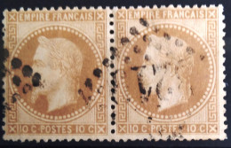FRANCE                           N° 28 A X 2                   OBLITERE                Cote : 42 € - 1863-1870 Napoleon III Gelauwerd