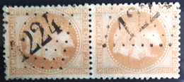 FRANCE                           N° 28 A X 2                   OBLITERE                Cote : 42 € - 1863-1870 Napoléon III Lauré