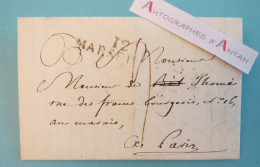 ● Lettre 1813 Mairie De Marseille > M. De Thomé (Marais à Paris) - Bourdin - Cursive + Cachet Postal - L.A.S LAC - Altri & Non Classificati