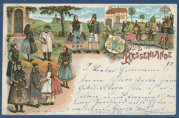 Gruß Vom Hessenlande Trachten Maibaum, Gelaufen 1900 (AK1730) - Kostums