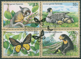 UNO New York 1998 Gefährdete Tiere Gans Schmetterling Bär 767/70 ZD Gestempelt - Used Stamps