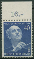Berlin 1955 1. Todestag Von Wilhelm Furtwängler Oberrand 128 OR Postfrisch - Ongebruikt