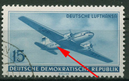 DDR 1956 Eröffnung D. Zivilen Luftverkehrs M. Plattenfehler 514 F 15a Gestempelt - Plaatfouten En Curiosa