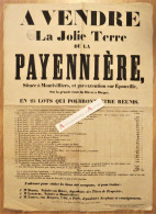 ● Affiche XIXè Terre De La PAYENNIERE à Montivilliers / Epouville Vente 25 Lots / Noms Propriétaires - Seine Inférieure - Plakate