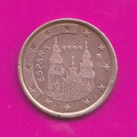 Spain, 1999- 5 Euro Cent- Copper Plated Steel- Obverse Cathedral Of Santiago De Campostela. Reverse Denomination - Espagne