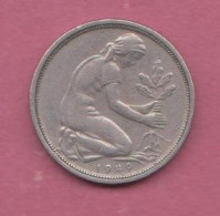 Germany, 1949- Mint Munich- 50 Pfenning - Copper-nickel  . Obverse  A Woman Planting An Oak . Reverse  The Denomination - 50 Pfennig