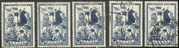 GREECE- GRECE - HELLAS 1958: Five 1000drx Airpost Stamps: " Grammos-Vitsi" From Set Used - Gebraucht