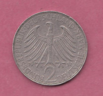 Germany,1957- Mint J - 2 Deutsche Mark- Copper-nickel . Obverse Eagle, The Emblem Of Germany. - 2 Marcos