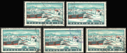 GREECE- GRECE - HELLAS 1958: Five 30drx Airpost Stamps:  " Ports" From Set Used - Used Stamps
