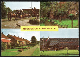 NOORDWOLDE Groeten Uit 4-luik Ca 1980 Met O.a. Oude Diligence - Other & Unclassified