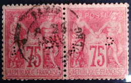 FRANCE                           N° 81 X 2  Perforé             OBLITERE                Cote : 325 € - 1876-1898 Sage (Type II)