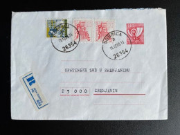 JUGOSLAVIJA YUGOSLAVIA 1988 REGISTERED LETTER DOBRICA TO ZRENJANIN 15-12-1988 - Lettres & Documents