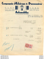 COMPAGNIE D'ECLAIRAGE ET ACCESSOIRES AUTOMOBILES  C.E.D.A.  PARIS FACTURE 1942 - 1900 – 1949