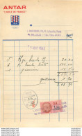 AUSSOURD 116 PLACE LAFAYETTE PARIS HUILE ANTAR FACTURE 1941 R1 - 1900 – 1949