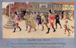 Follow The Drum Patriotic Army Recruitment Advertising WW1 Postcard - Publicidad