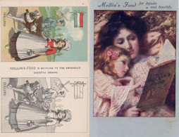 Mellin's Childrens & Infants Food 2x Antique Advertising Postcard S - Publicité