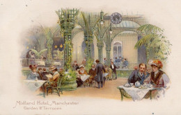 Interior Restaurant Of Midland Hotel Manchester Old Advertising Postcard - Publicité