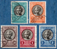 Luxemburg 1927 Caritas Stamps Princes Elisabeth 5 Values Cancelled - Gebraucht