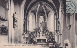 Montreuil Sous Laon (02 Aisne) Intérieur De La Chapelle - Circulée 1907 Taxée à Arras (62) Pour Date Ajoutée Aux 5 Mots - Autres & Non Classés