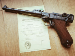 Rare Pistolet P08 Artillerie Allemand 1917 DWM Monomatricule Neutralisé! - Armas De Colección