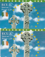 Denmark, TP 080A And B, ECU-Ireland, Mint, Only 3000 And 1250 Issued, Flag, Monument,  2 Scans. - Denemarken