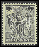 Reklamemarke Cinderella HELVETIA - Soldatenmarken - "1914-1916 GEB. REGIMENT 29" - MH* - (ref. 24) - Etichette