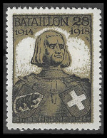 Adrian Von Bubenberg Soldier 28 BATAILLON Military Switzerland BERN 1918 LABEL CINDERELLA VIGNETTE Feldpost WW1 War 1914 - Viñetas