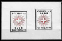 Reklamemarke Cinderella "November 1918 Bern Füs.-Komp IV/38" MNH** RED CROSS  NON PERF SHEET Tete Beche RARE - Labels