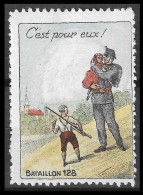 Reklamemarke Cinderella Suisse // Poste Militaire // Vignette-timbre // 1914-1918 // Landwehrtruppen,Bataillon 128 No.9 - Labels