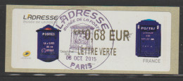 Atm Lisa 2,  Mention  LETTRE VERTE, 0.68€ Oblitéré 1er Jour, Musée De La Poste, Boite à Lettres, 06/10/2015 - 2010-... Illustrated Franking Labels