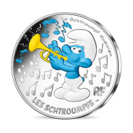 France 10 Euro Silver 2020 Musician The Smurfs Colored Coin Cartoon 01850 - Herdenking