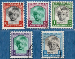 Luxemburg 1931 Caritas Stamps Princes Alix 5 Values Cancelled - Gebraucht