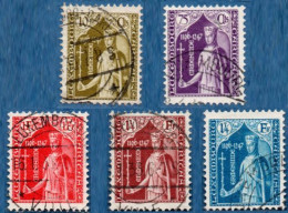 Luxemburg 1933 Caritas Stamps Countess Ermesinde Of Luxemburg 5 Values Cancelled - Used Stamps