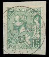 MONACO 1921 Nr 49 Zentrisch Gestempelt Briefstück X3AD6D6 - Andere & Zonder Classificatie