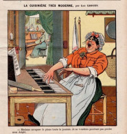 GRAVURE COULEUR 1903 LA CUISINIERE TRES MODERNE PIANISTE PAR LUC LEGUEY - Autres & Non Classés