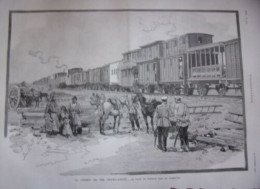 GRAVURE SUR BOIS 1886 CHEMIN DE FER TRANSCAPIEN UN TRAIN DE TRAVAUX TURKESTAN - Sonstige & Ohne Zuordnung