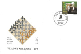 Lithuania Lietuva Litauen 2010 100th Birthday Of Vladas Mikėnas, Chess Grandmaster Mi 1037  FDC - Lituania