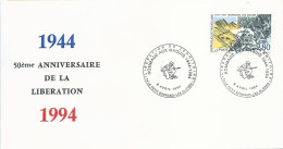 Lettre Avec Cachet Commémoratif Libération Du Territoire - Le Petit-Bornand - Les Glières - 09/04/1994 - Gedenkstempel